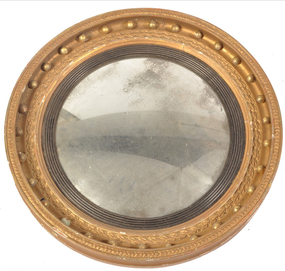 c19th convex wall mirror