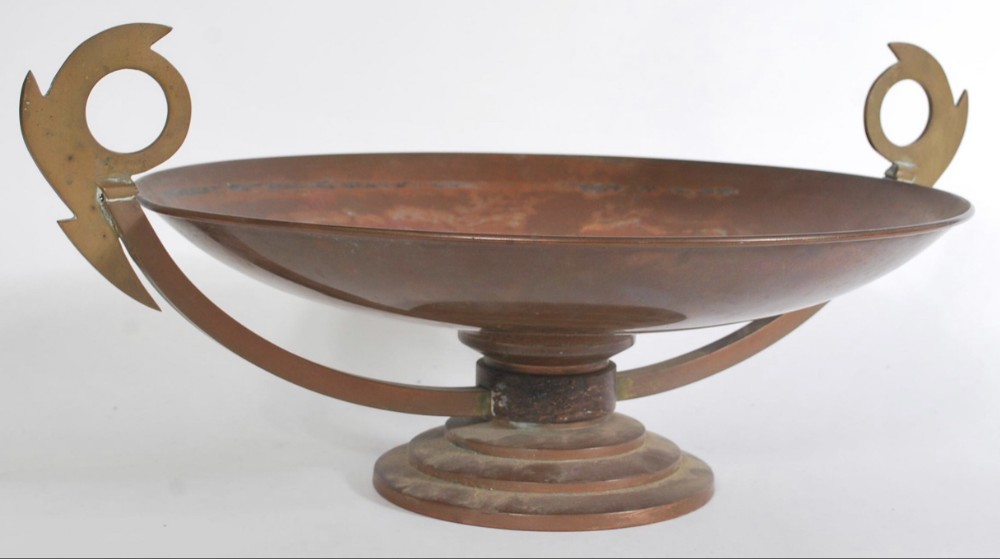 art deco copper and brass table centrepiece