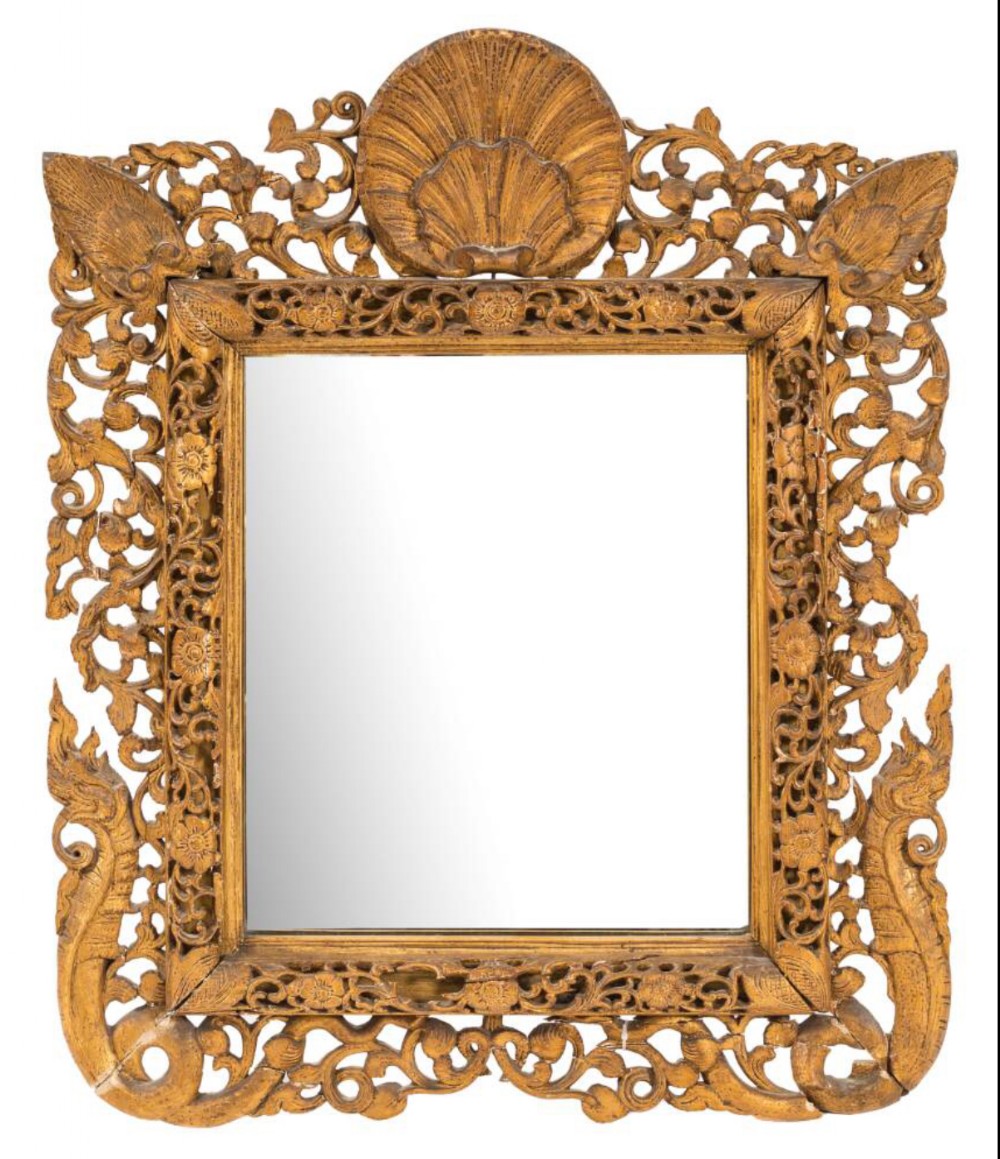 c19th indian carved giltwood easel mirror