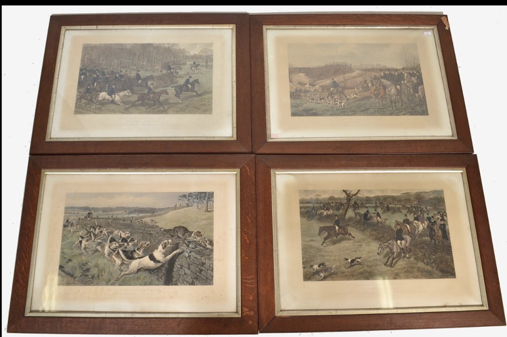 set of 4 c19th hunting lithographs after allen c sealy