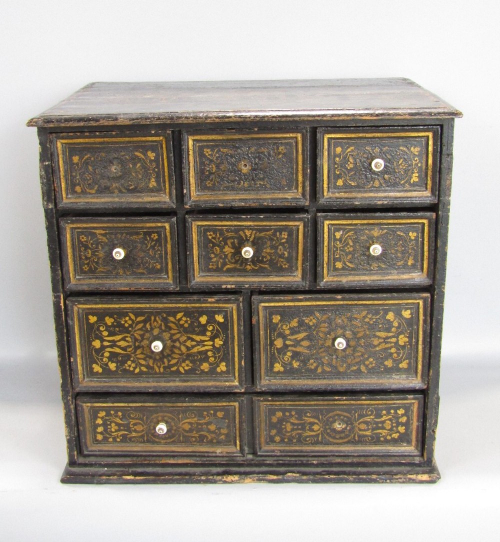 c19th painted indian spice chest
