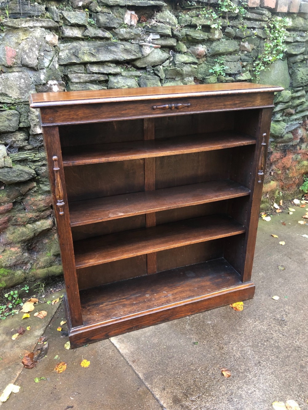 edwardian oak open bookcase