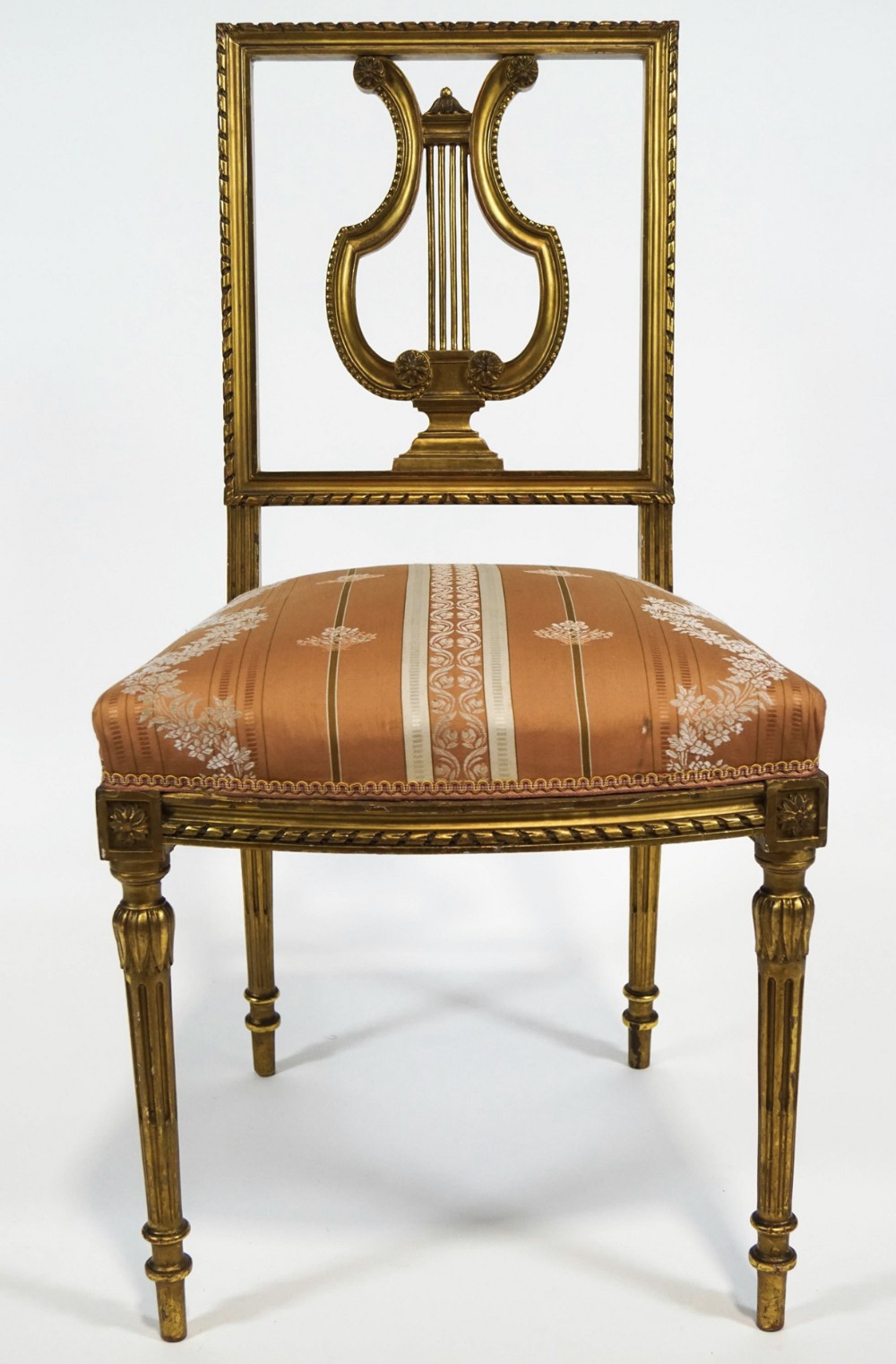 c19th gilt gesso salon chair with lyre shaped back