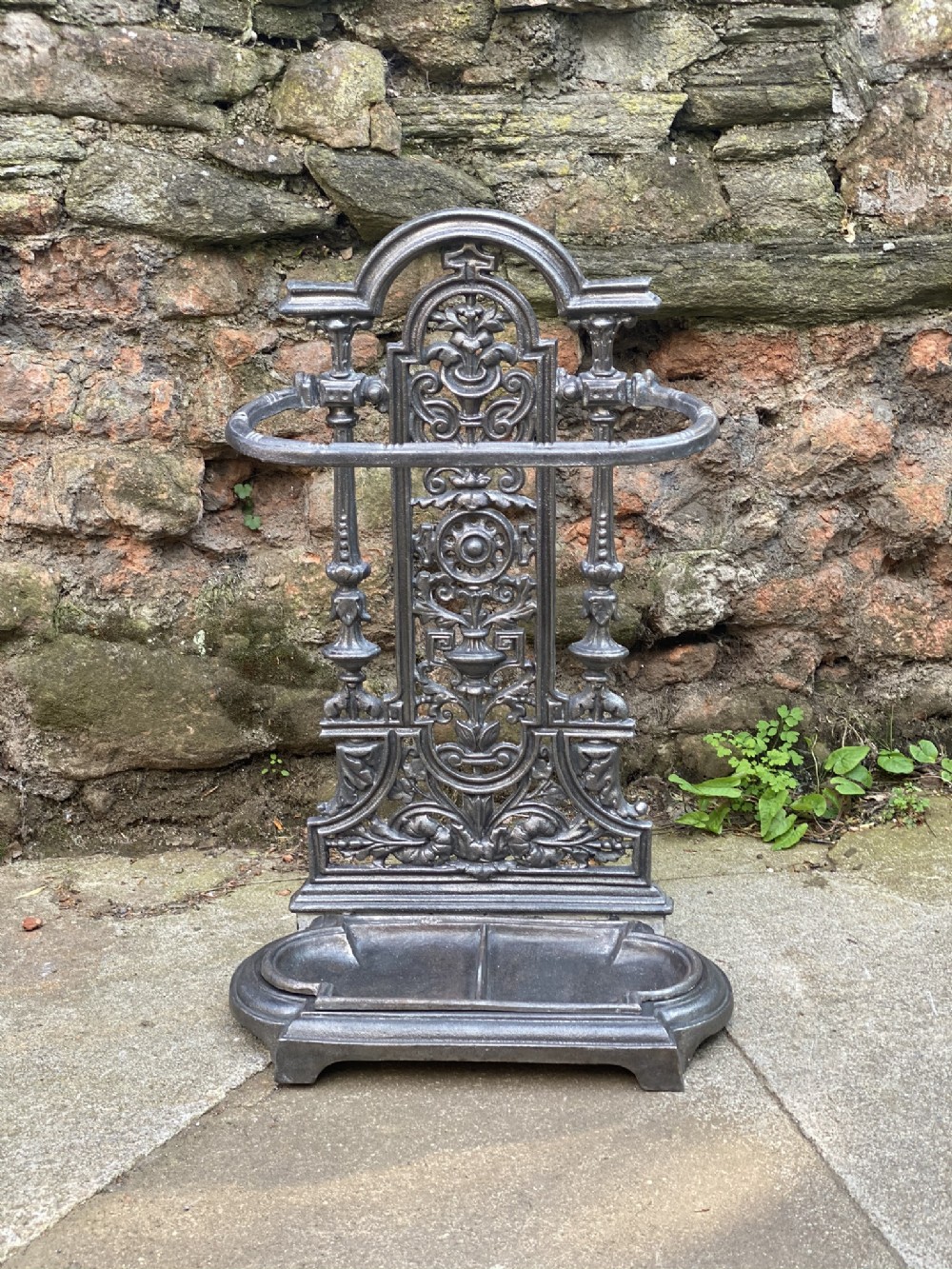 c19th cast iron umbrellastick stand in brushed steel finish
