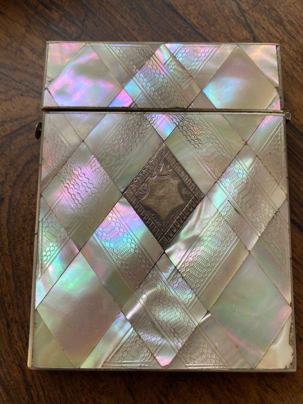 victorian mother of pearl calling card case