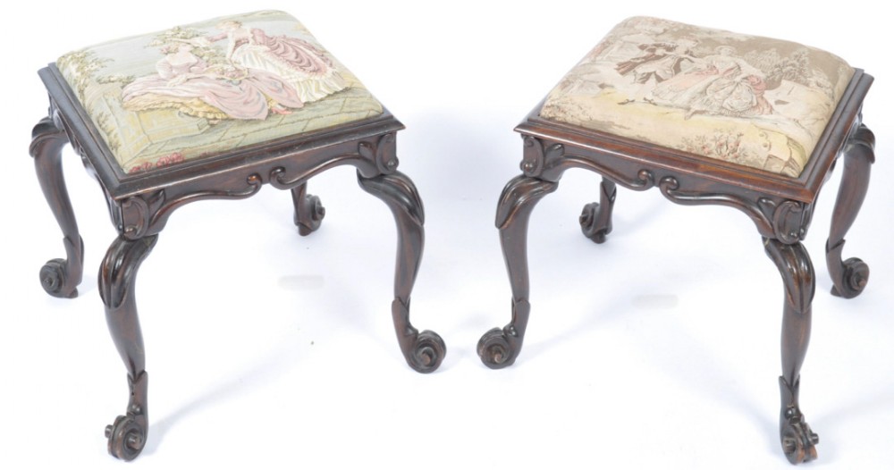 a pair of c19th simulated rosewood foot stool