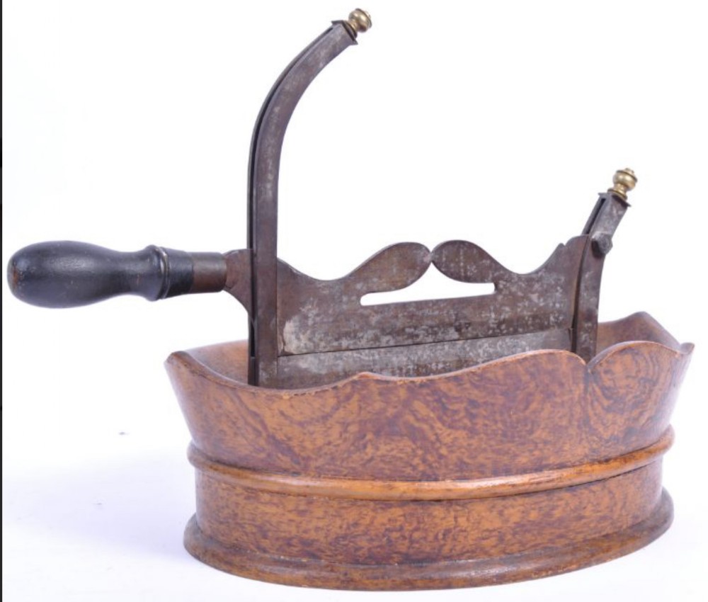 c18th english nut sugar cutter with wooden base