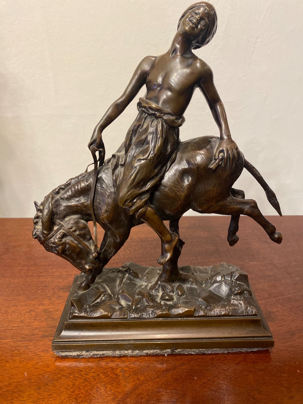 paul aichele 18591910 bronze of boy on a donkey