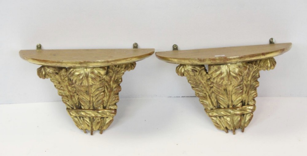 pair of giltwood wall brackets