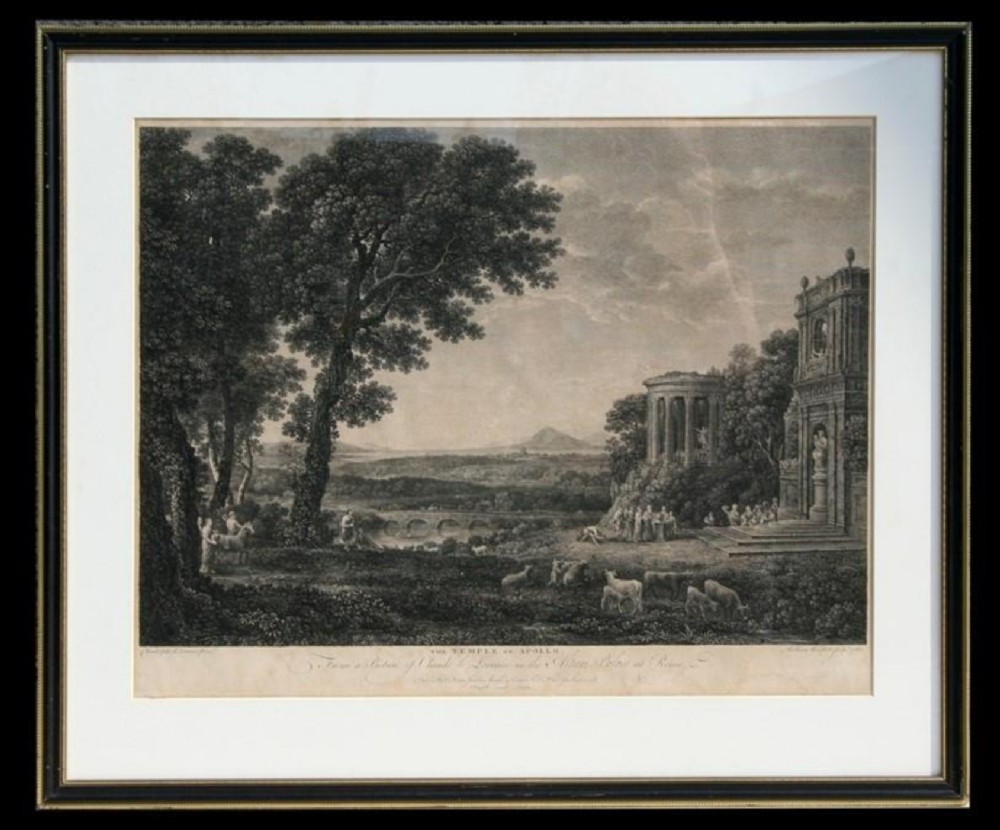 william woollett 17351785 the temple of apollo an engraving after claude de lorrain