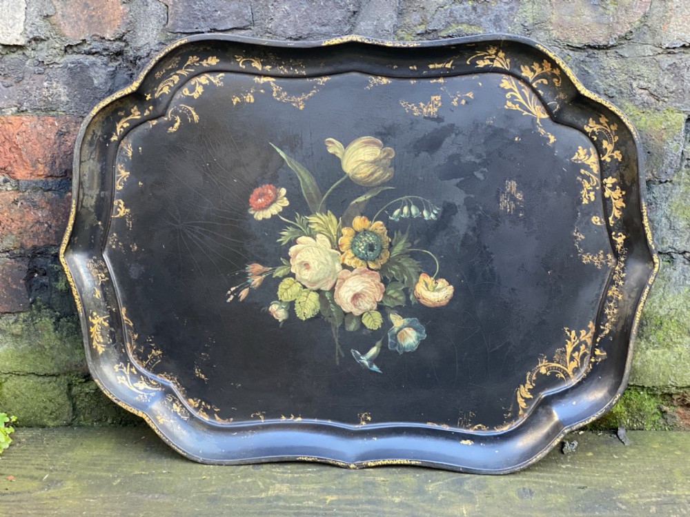c19th painted papiermch tray