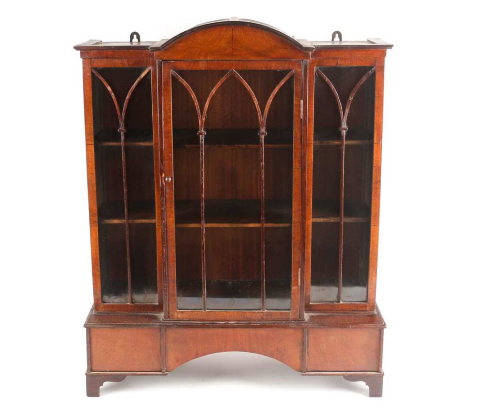 c19th miniature breakfronted glazed display cabinet