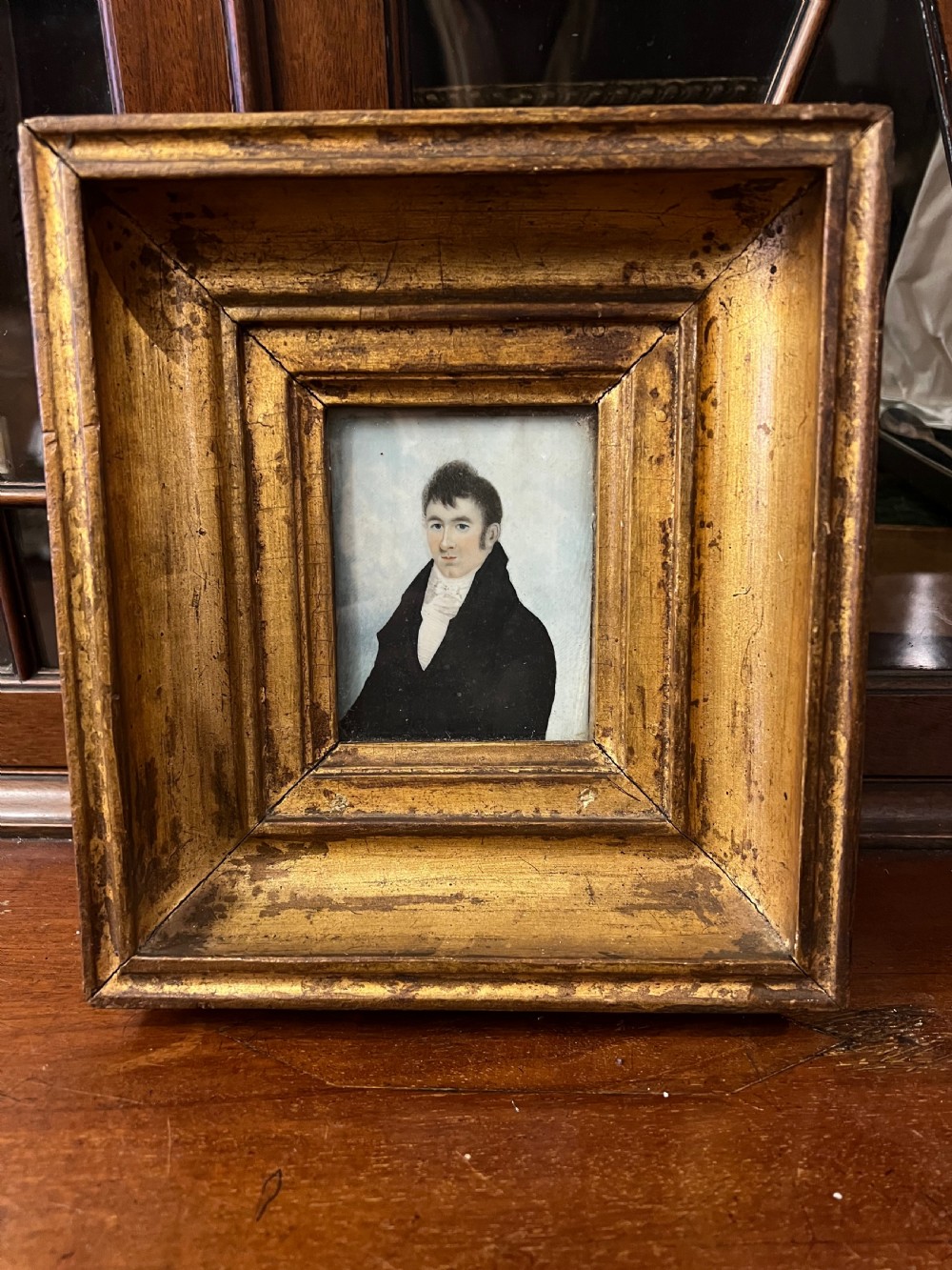georgian miniature portrait in giltwood frame
