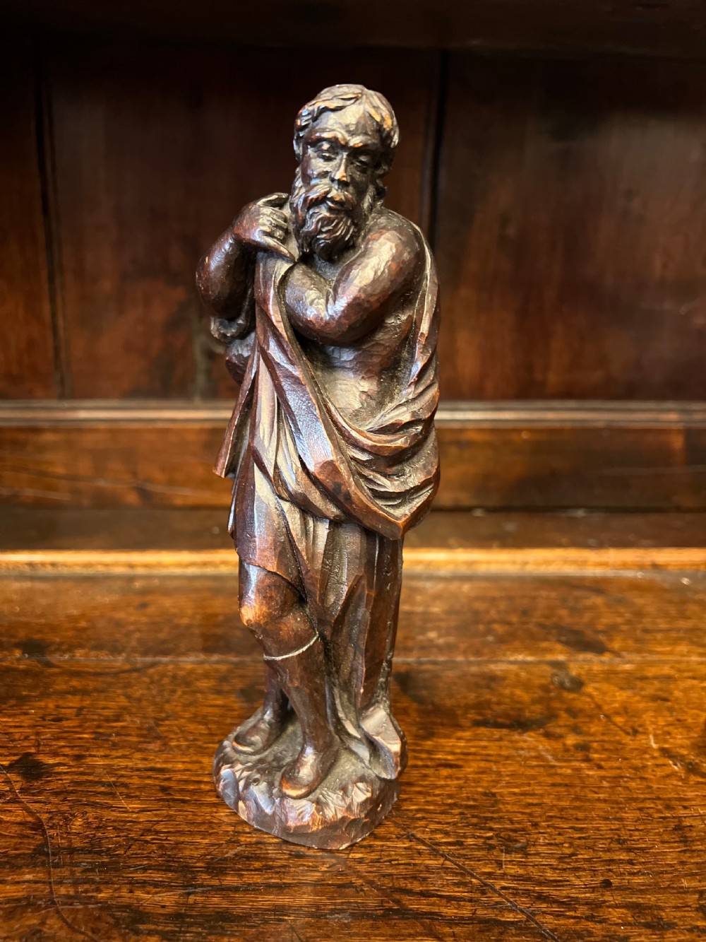 small c18th carved figure of a saint