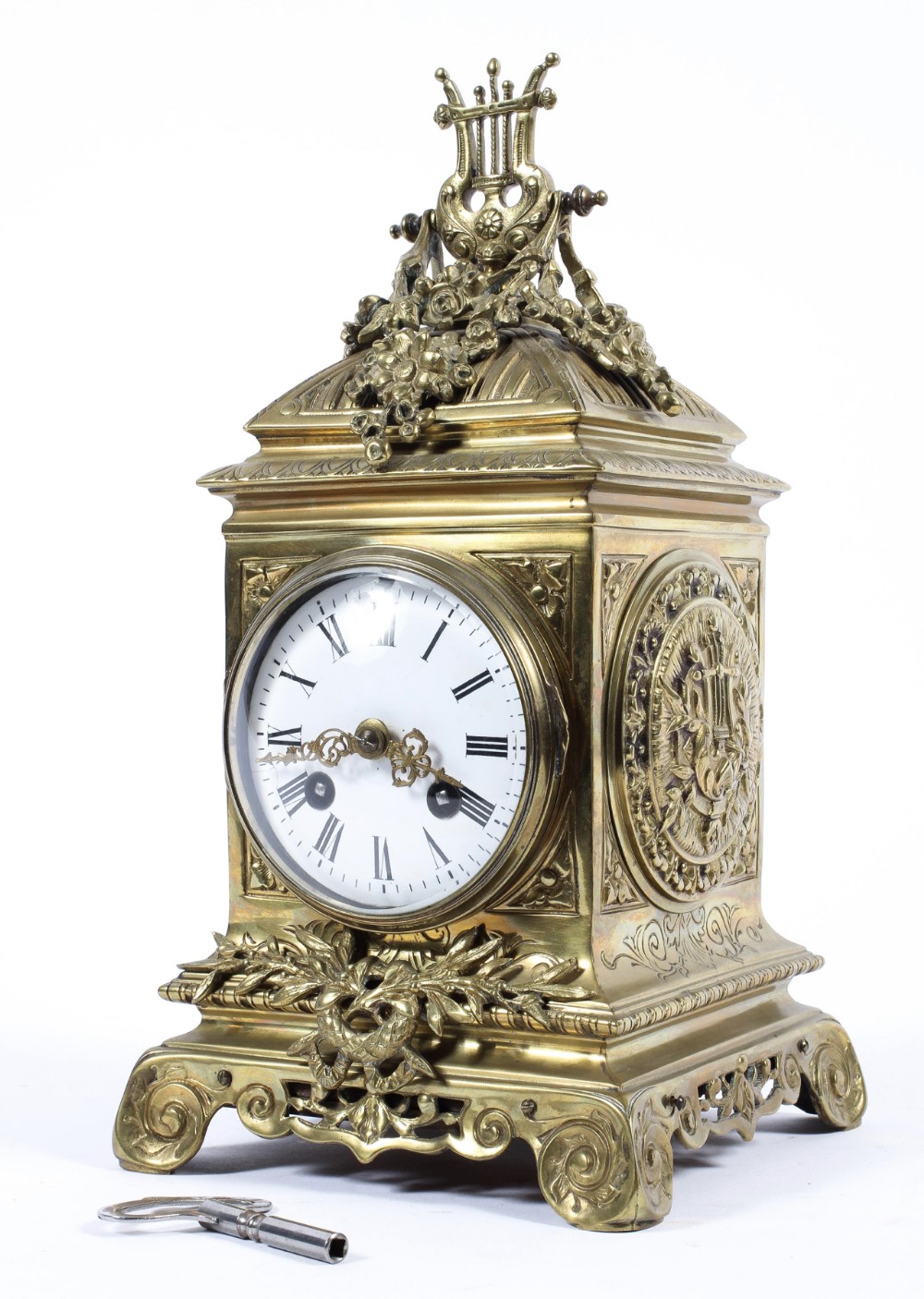 brass cased french bracket clock