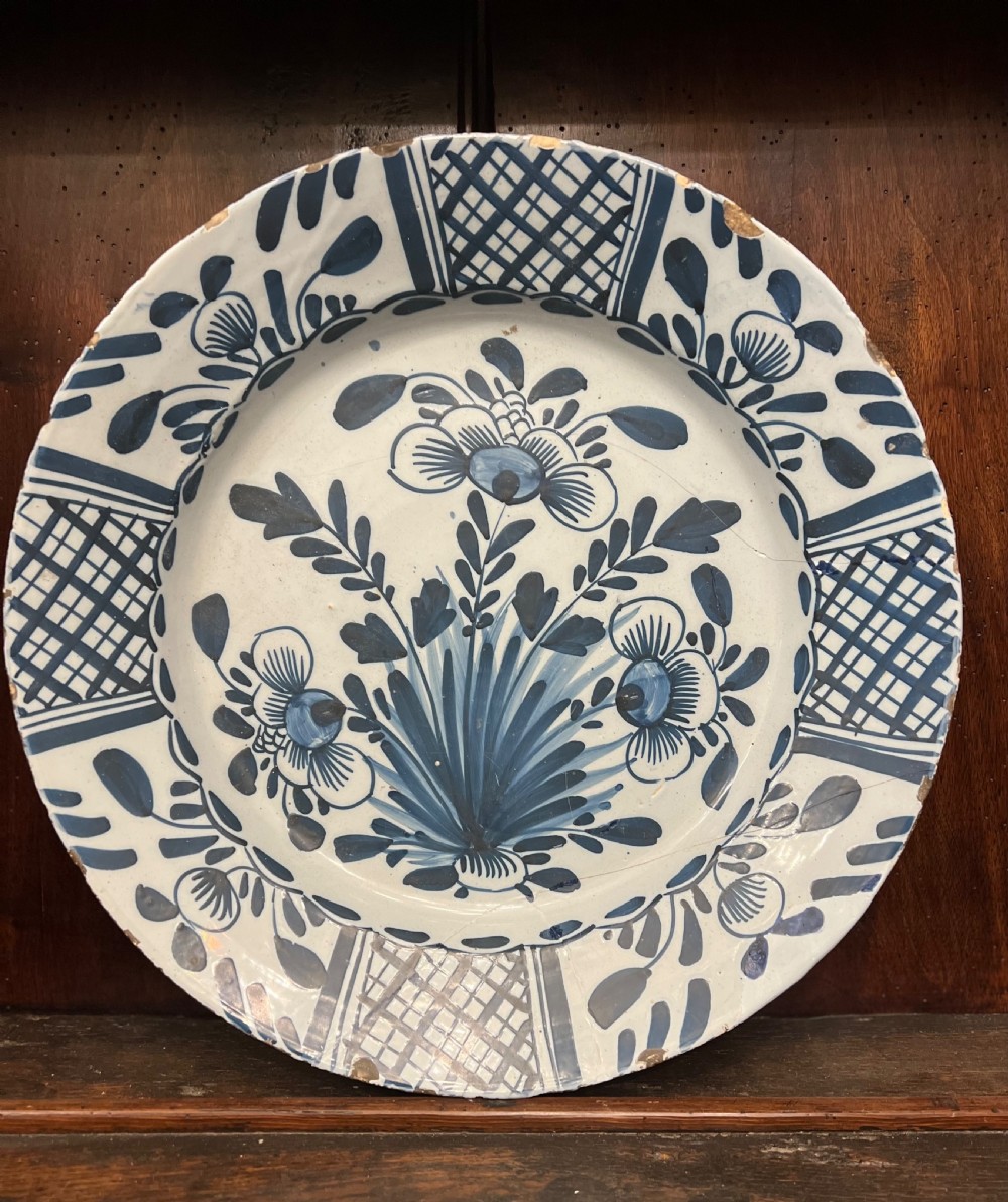 delft blue and white charger c1760 bristol