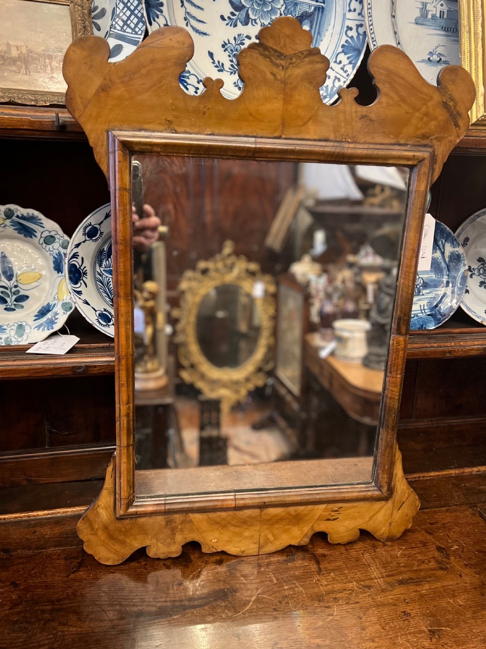 c19th walnut mirror in the queen anne style