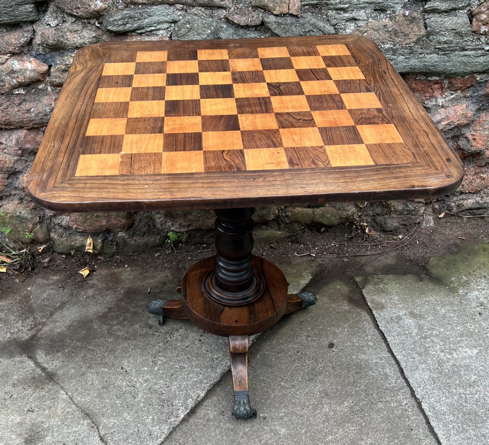 regency rosewood occasional with satinwood and rosewood chequered top