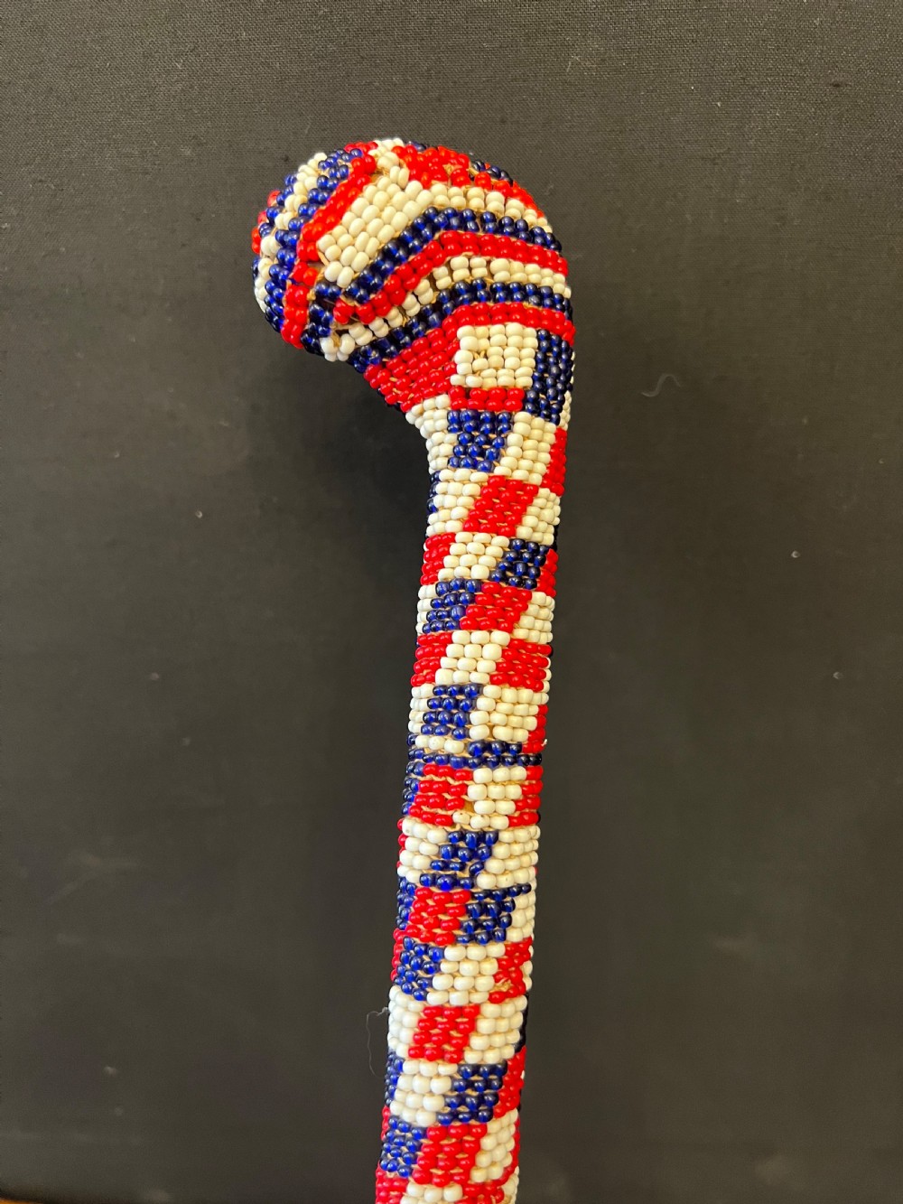turkish pow bead covered walking stick