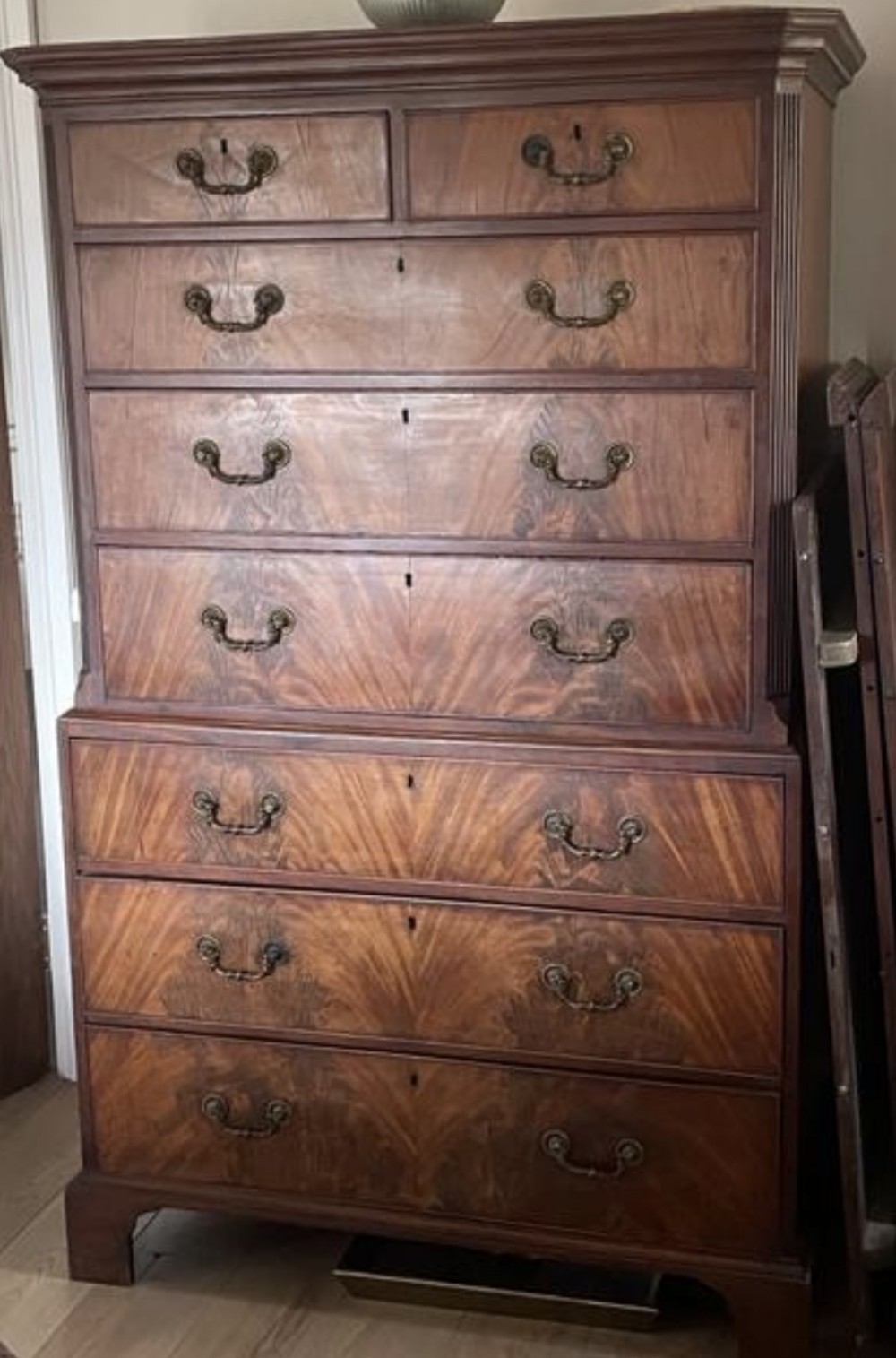 c18th flame mahogany tallboy or chest on chest
