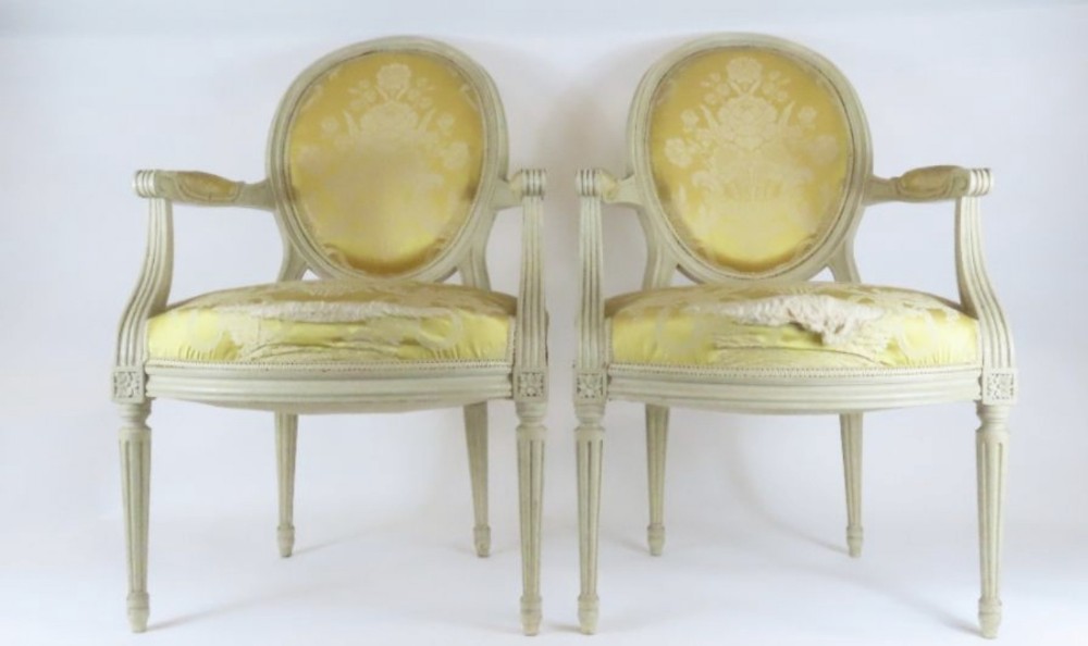 pair of french louis xvi style armchairs