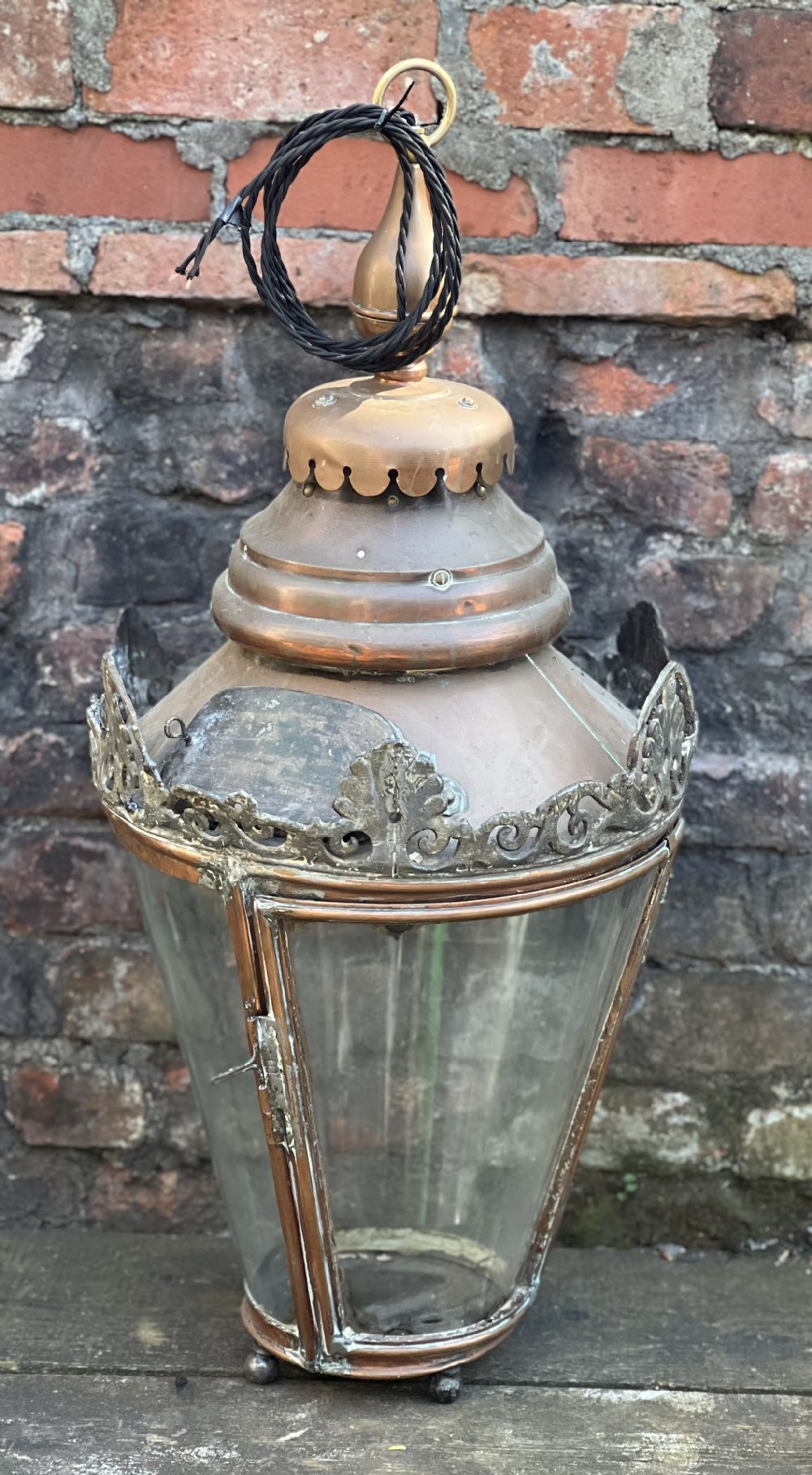 edwardian large rounded copper lantern