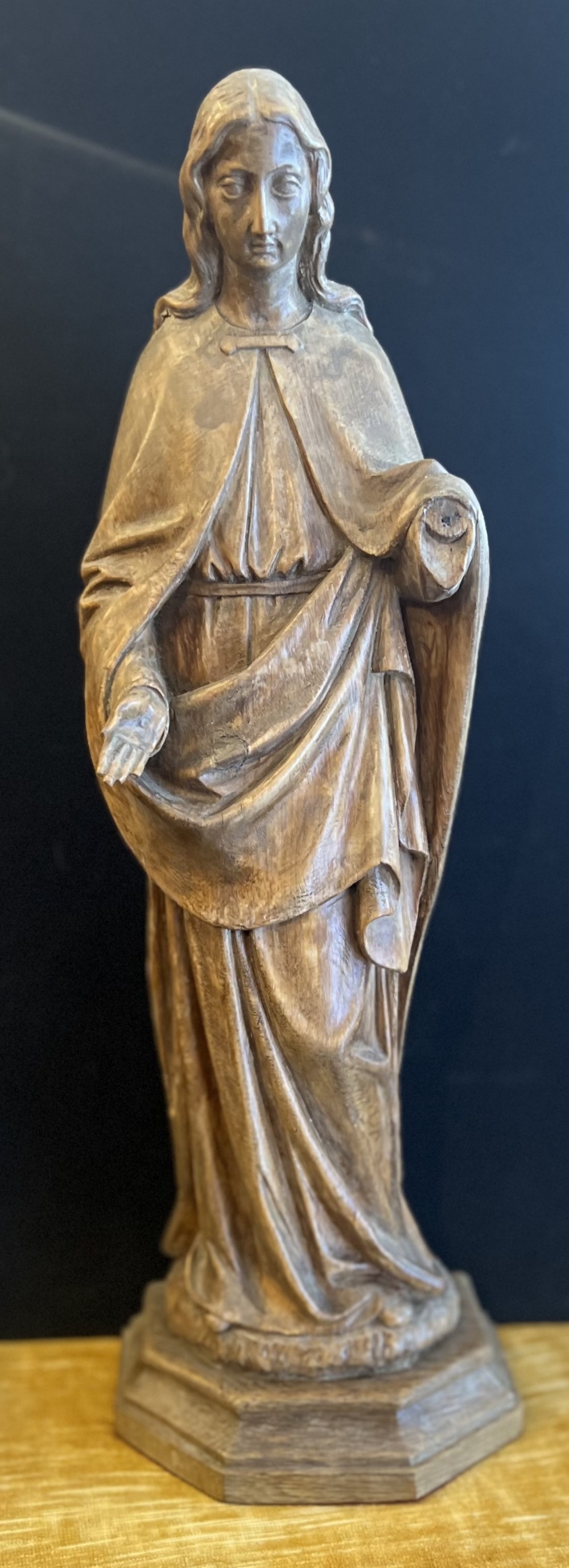 c18th carved wood figure of mary