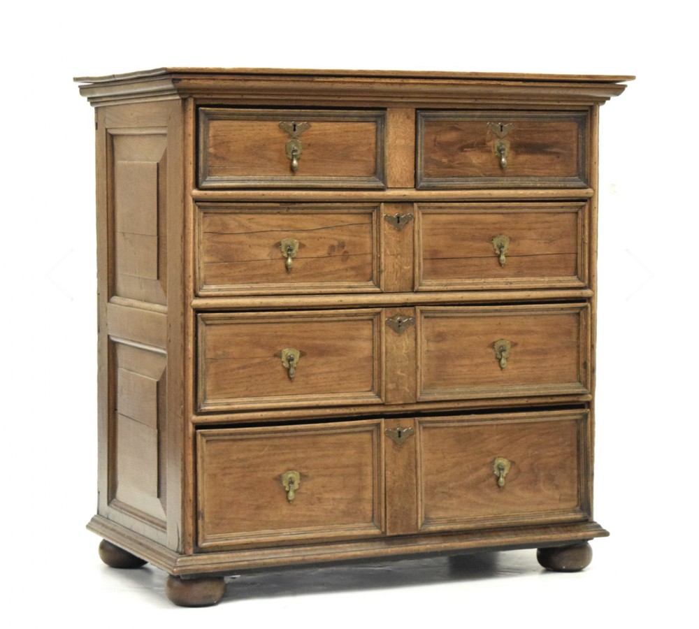 c18th oak chest of five drawers