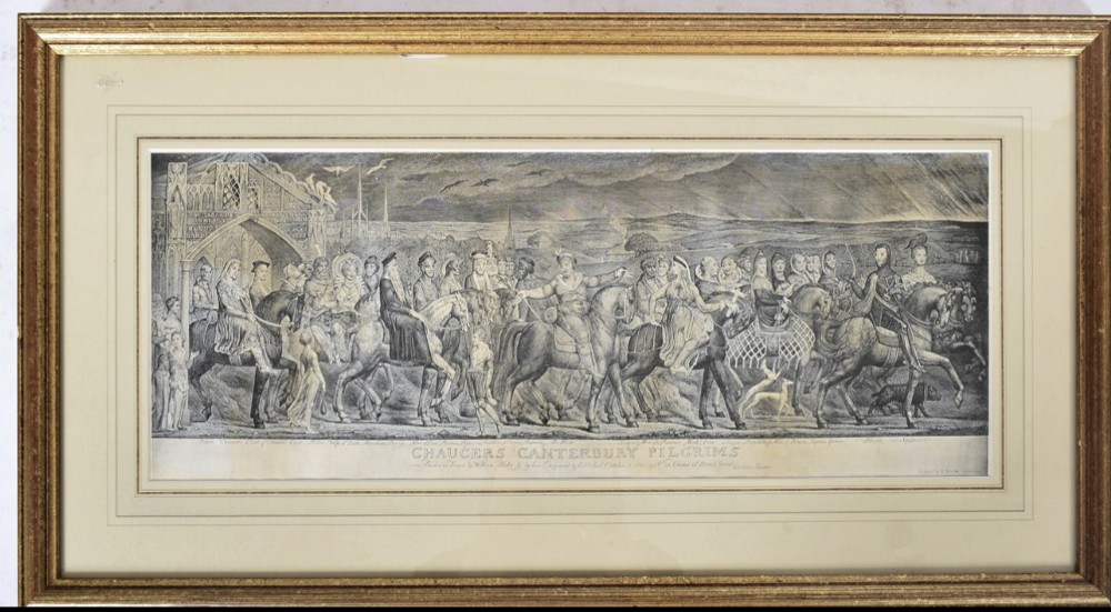 large engraving after william blake of chaucers pilgrims progress