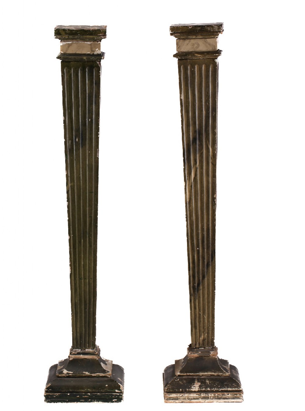 pair of faux marble painted pedestals
