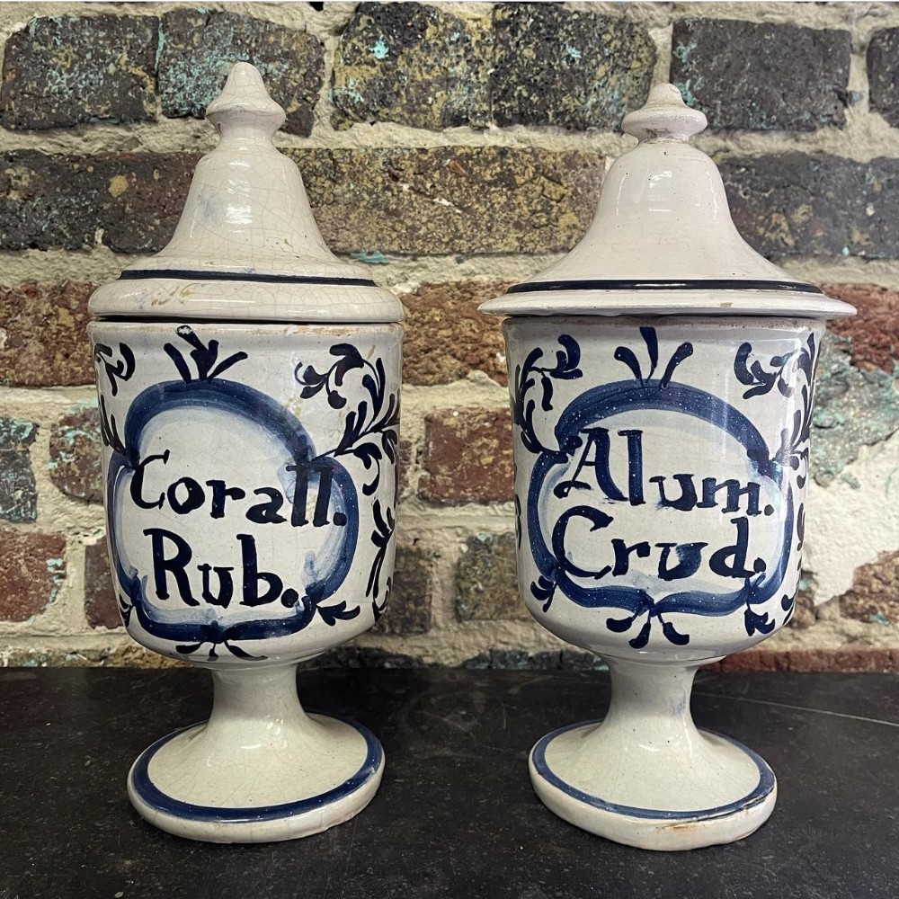 pair of delft drug jars c1900