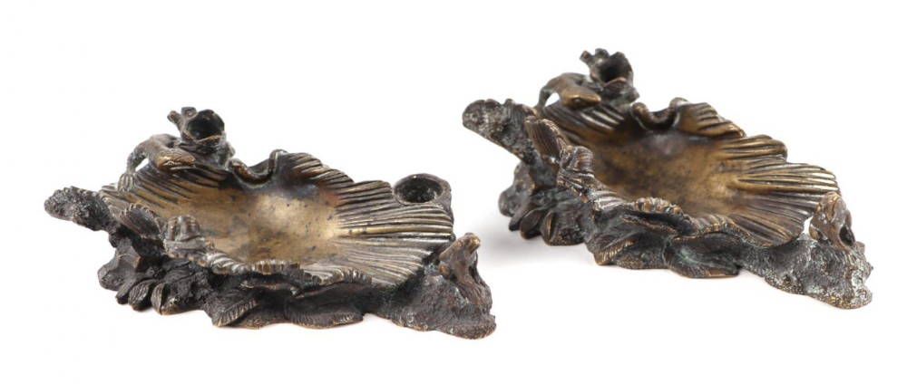 c19th pair of bronze animalier salts by charles leblanc