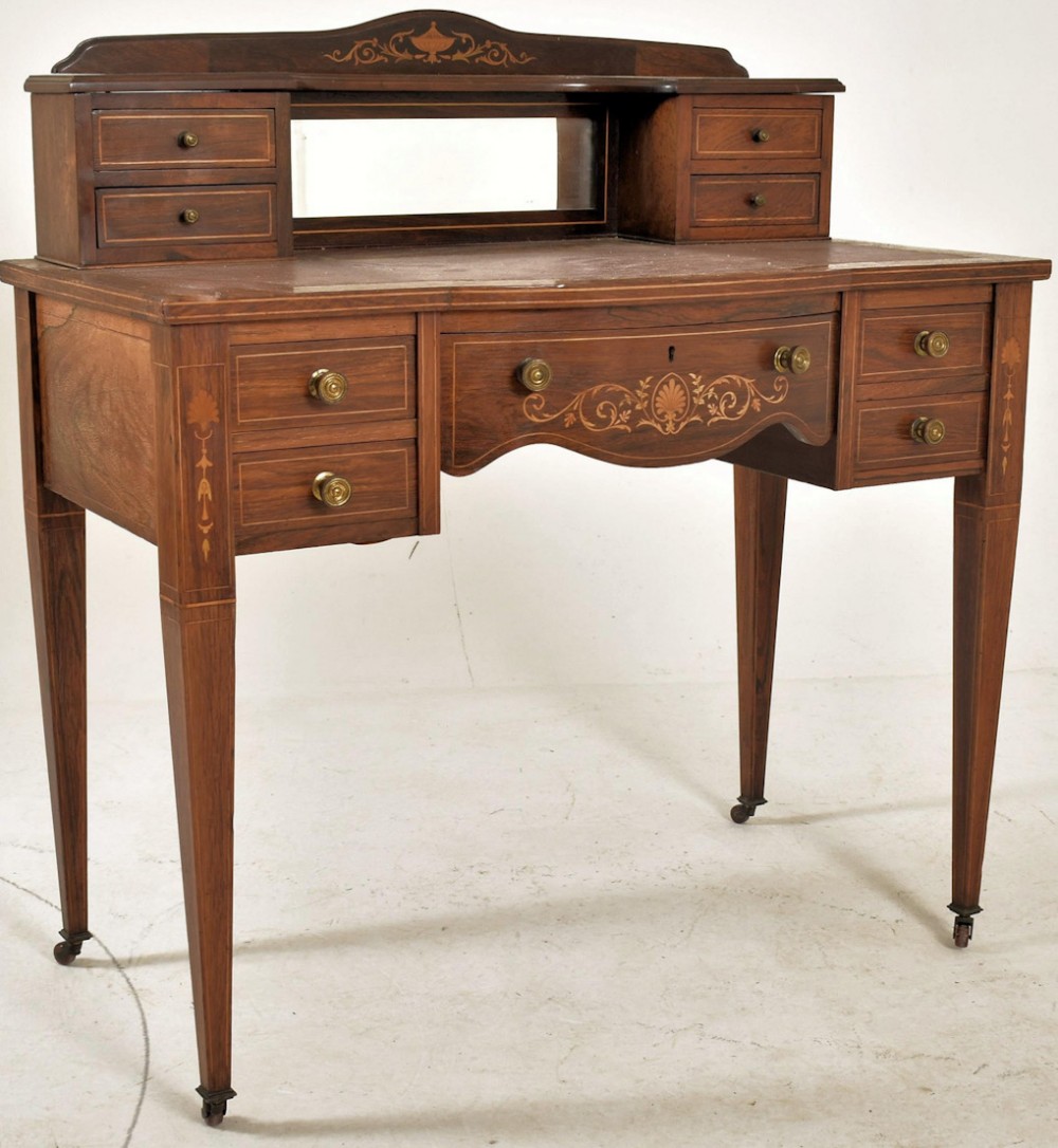 edwardian inlaid writing desk in the manner of edwards and roberts