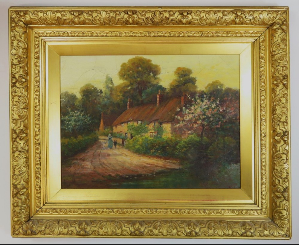 oil painting on canvas of a country scene by alfred oliver townsend 18461917