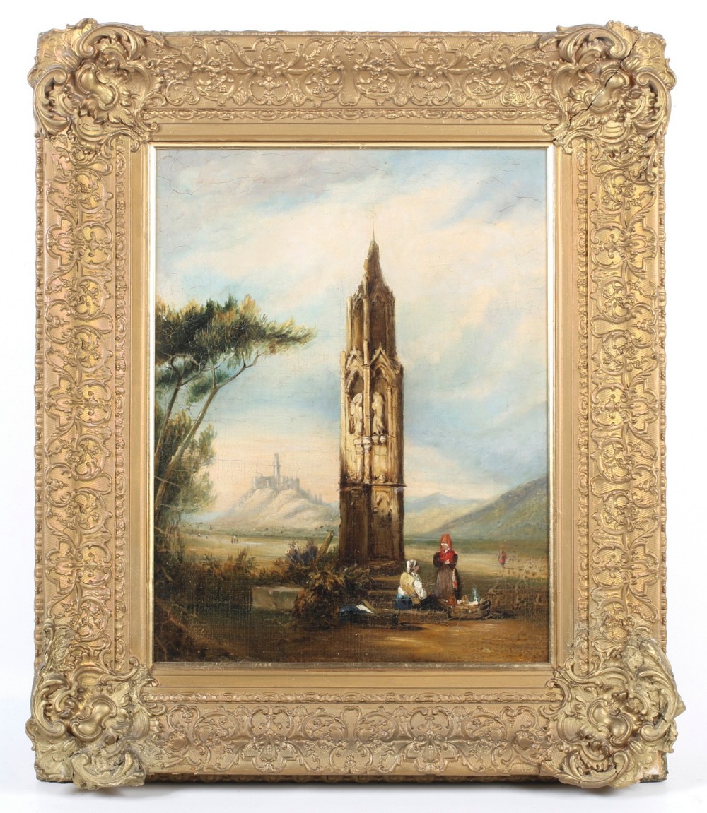 early c19th oil painting of the high cross near godesberg