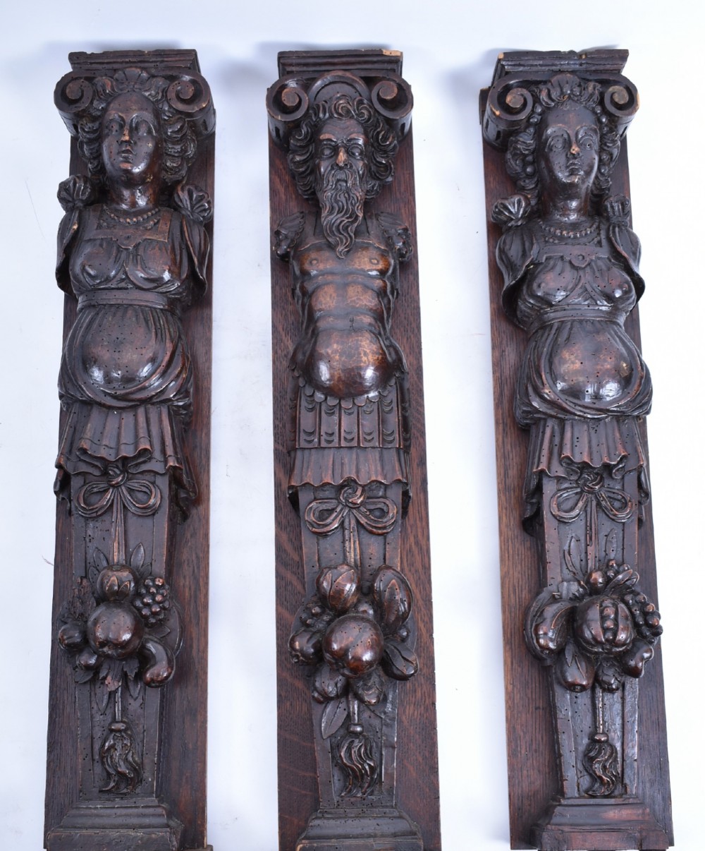 three c16th carved walnut termes after hugues sambin 15201601