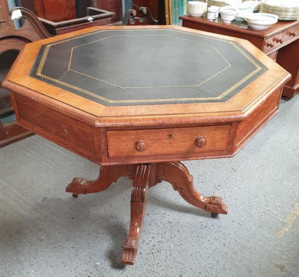 c19th oak library table