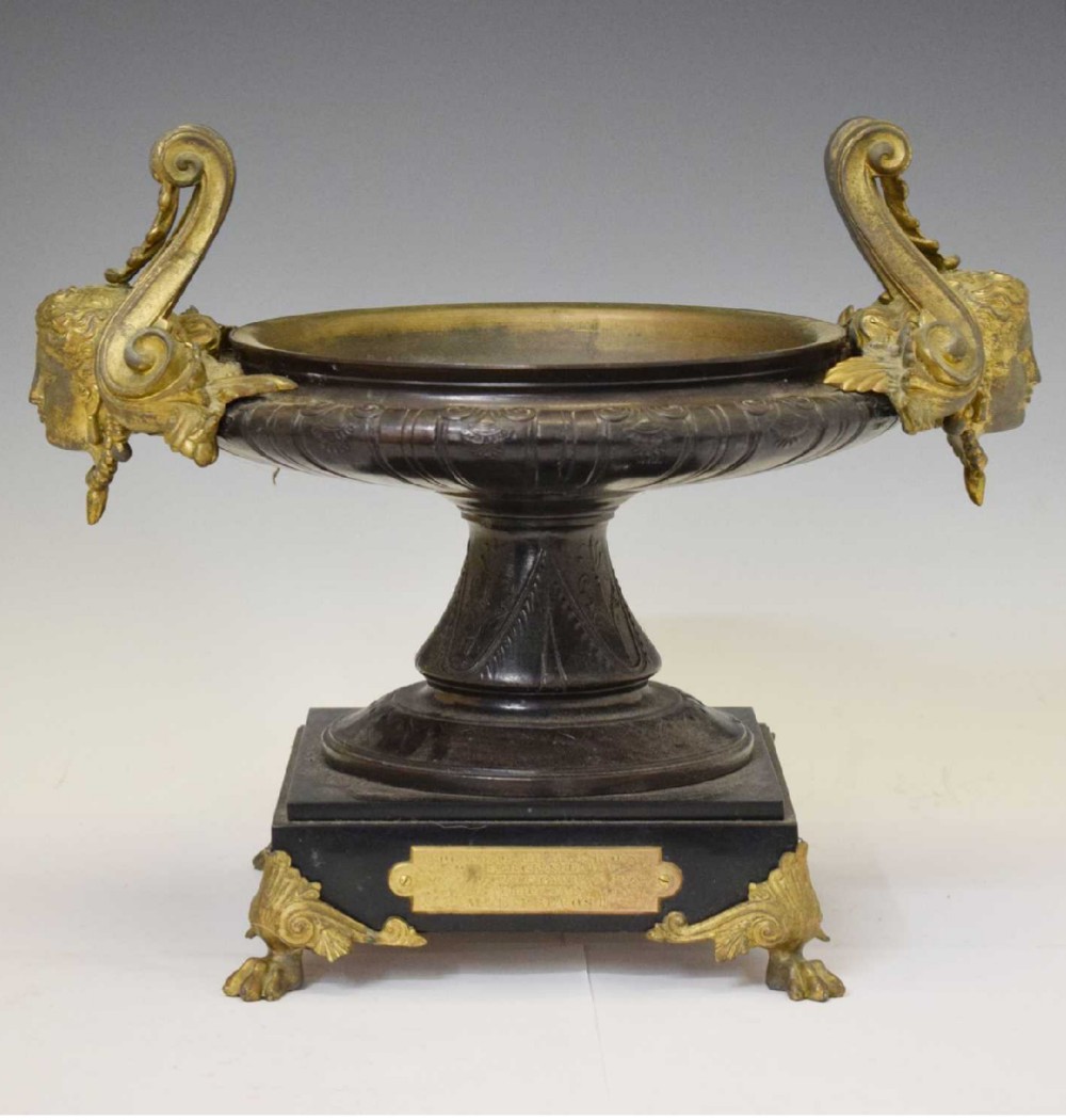 c19th bronze and ormolu large tazza