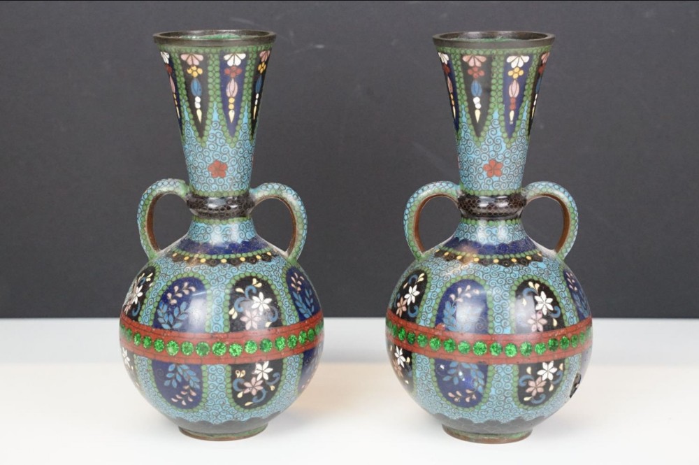 pair of cloisonne vases