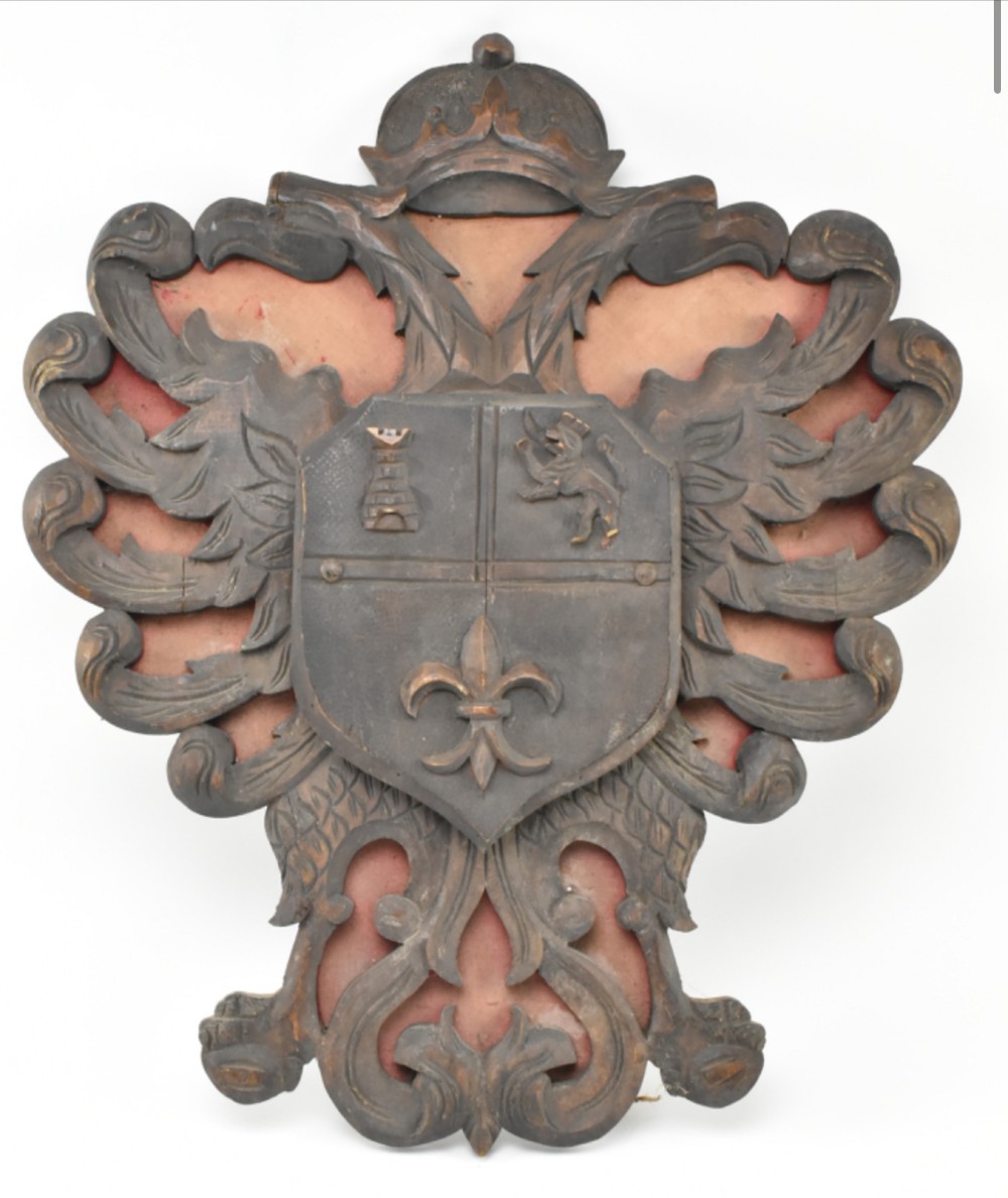 spanish carved wooden crest