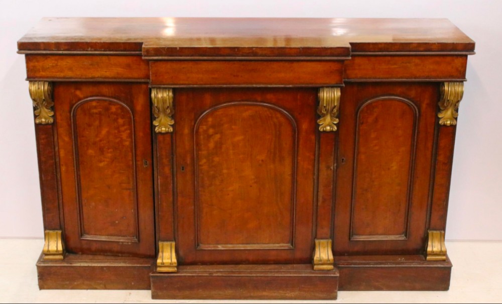 c19th mahogany breakfront side cabinet