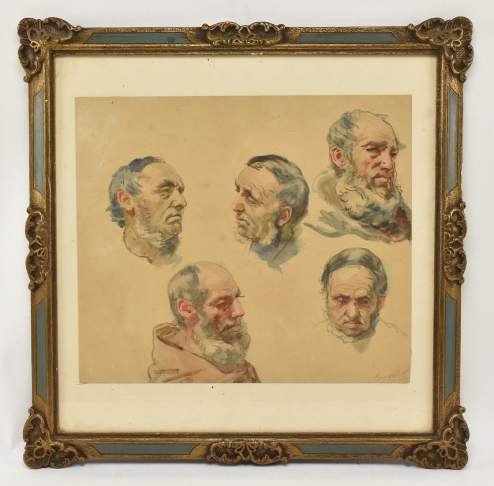 watercolour of various heads guido bach 18281905