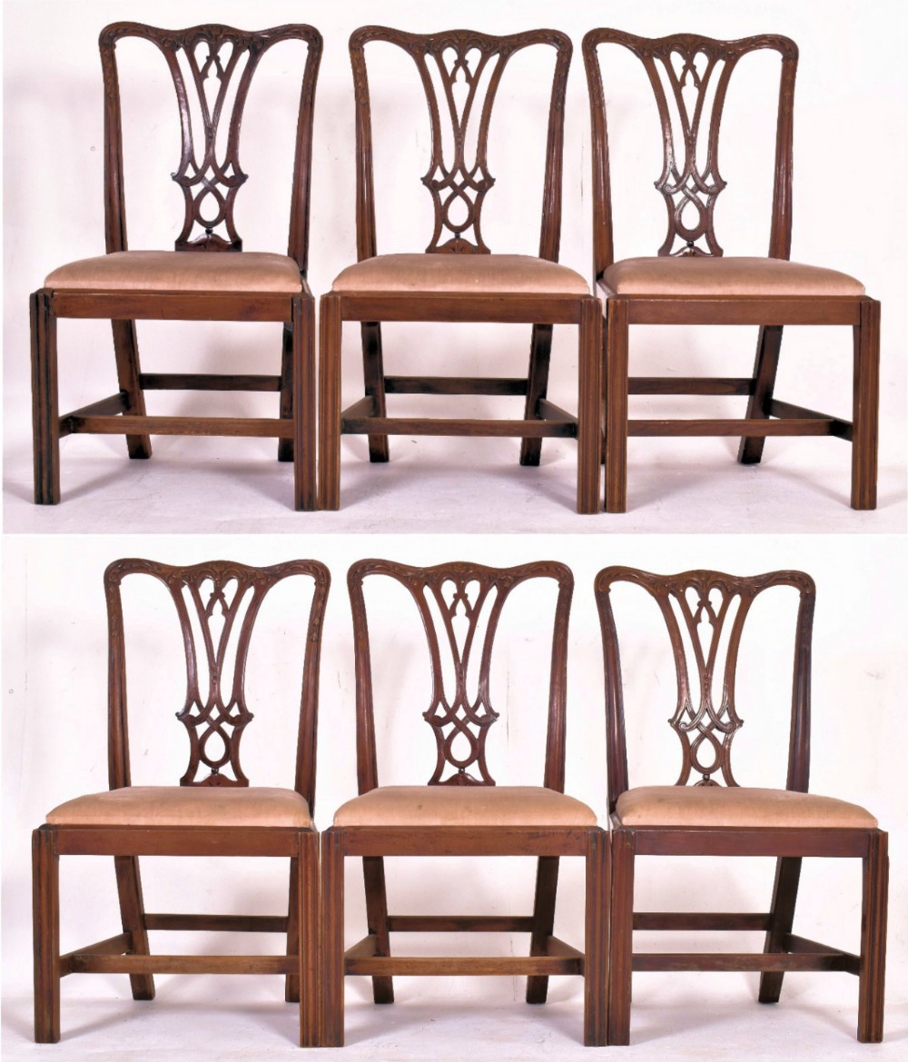 set of six c18th chippendale manner dining chairs