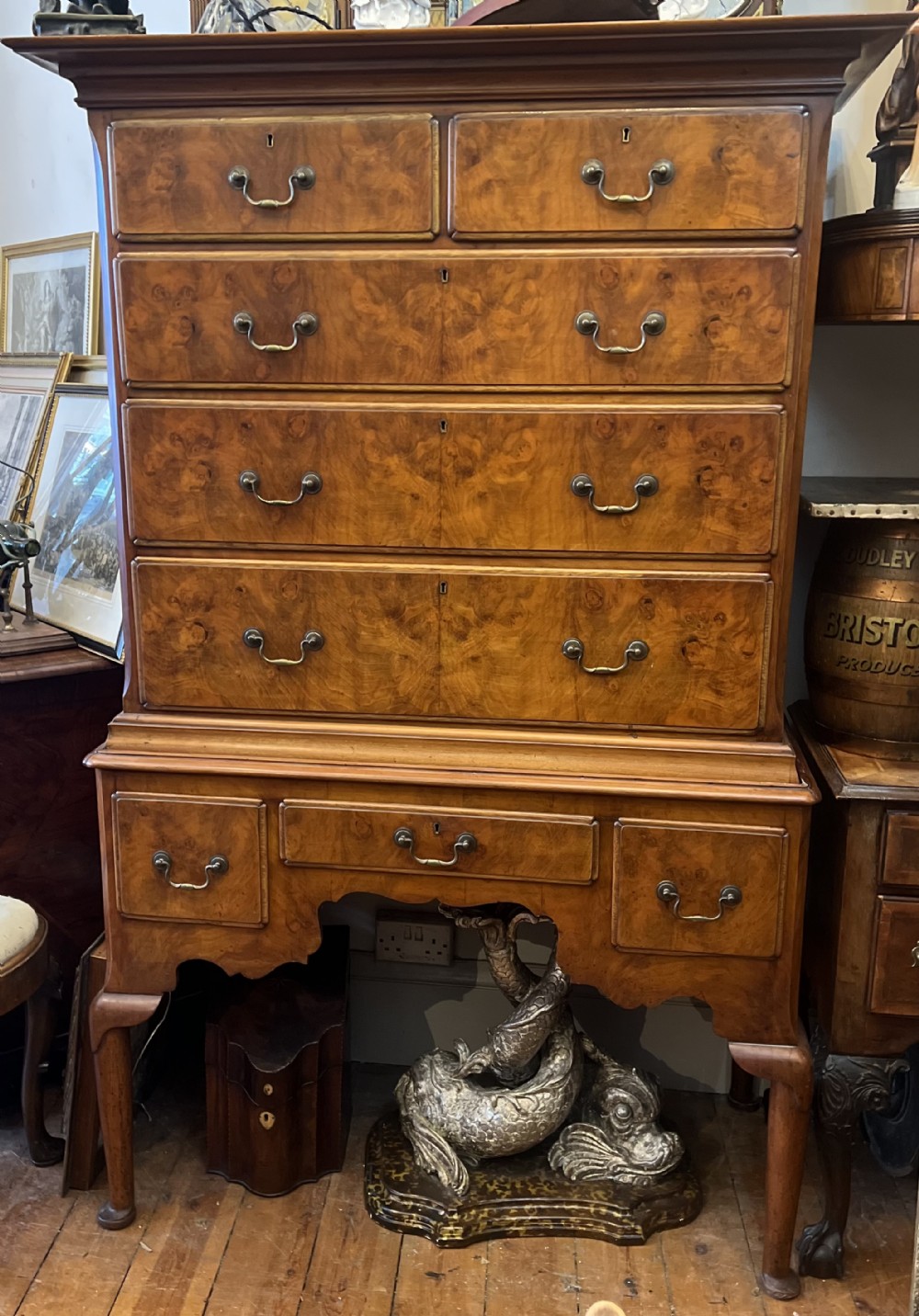 antique walnut chest on stand