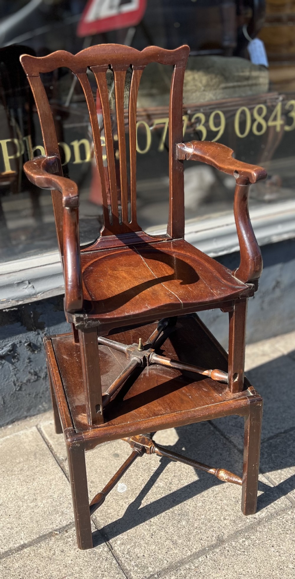 georgian child's chair on stand in the chippendale manner