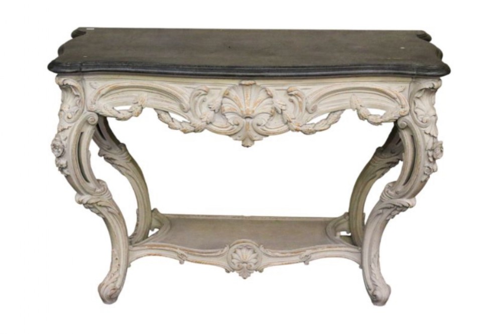 painted rococo oak console table