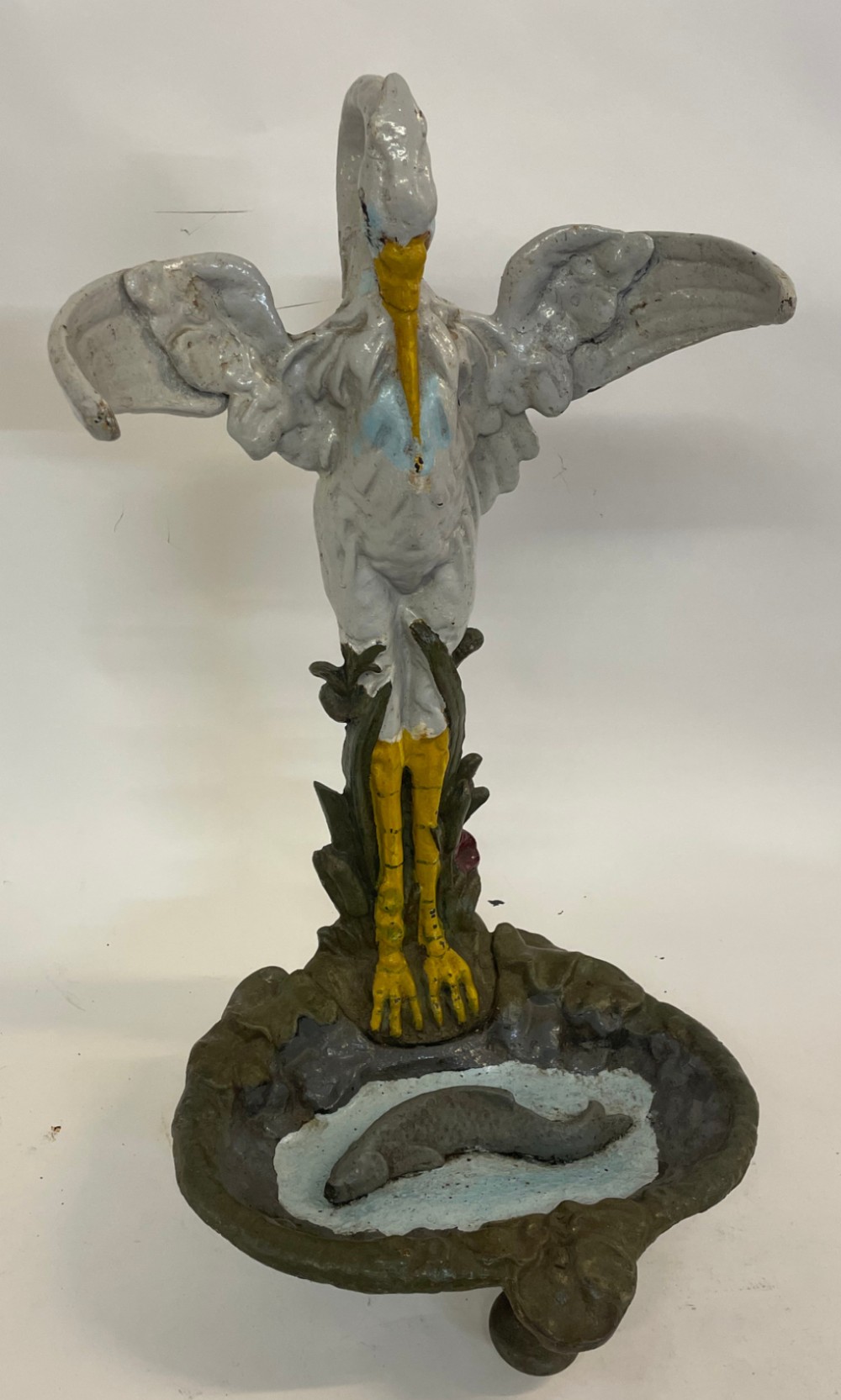 c19th french cast iron stork umbrella stand
