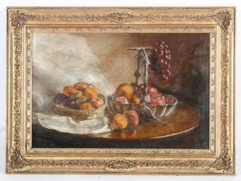 george clare 1835 1890 still life with baskets and fruit