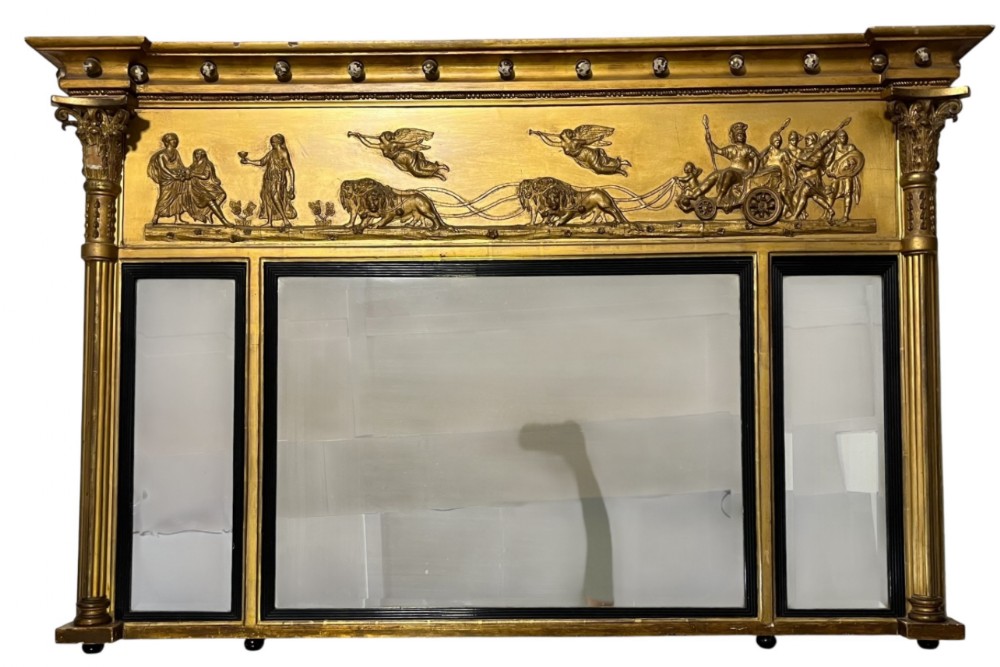 regency giltwood triptych mirror