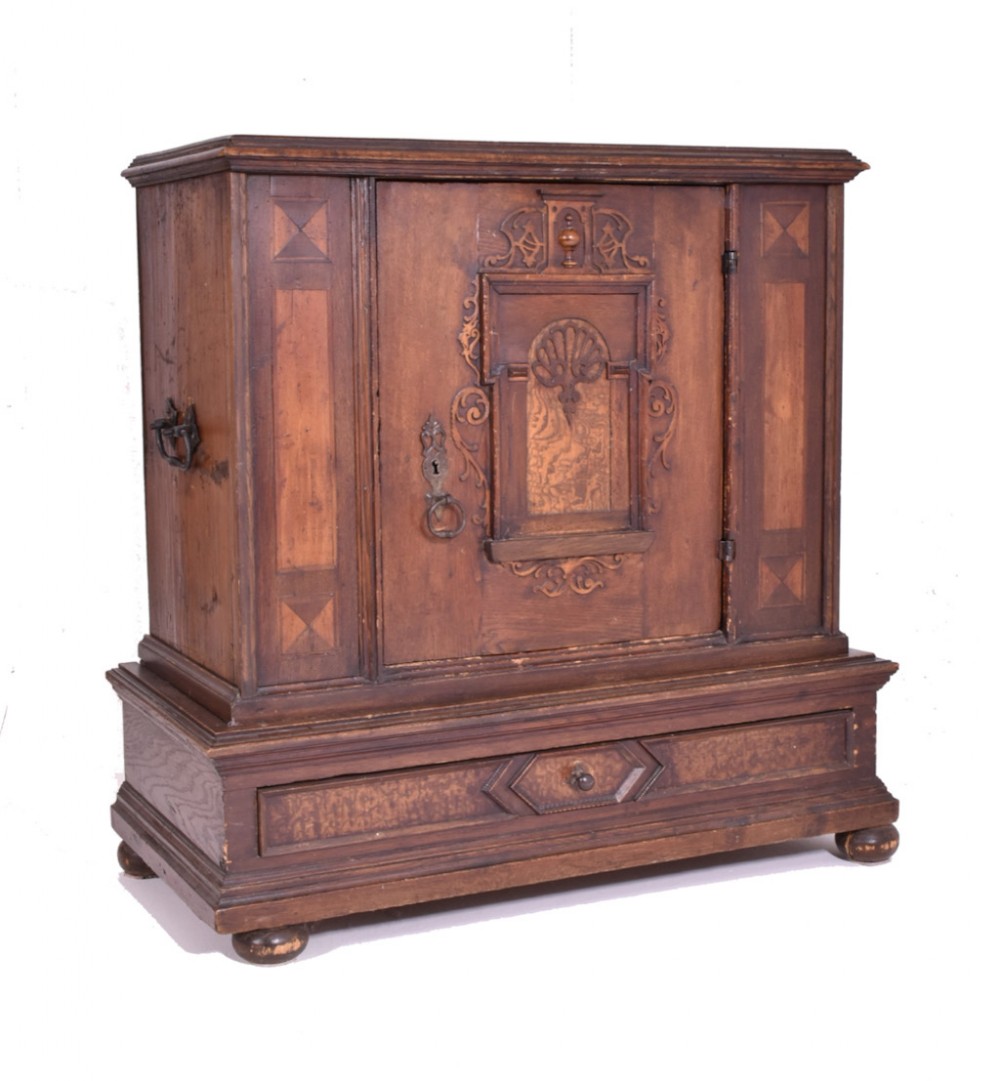 c17th german inlaid side cabinet